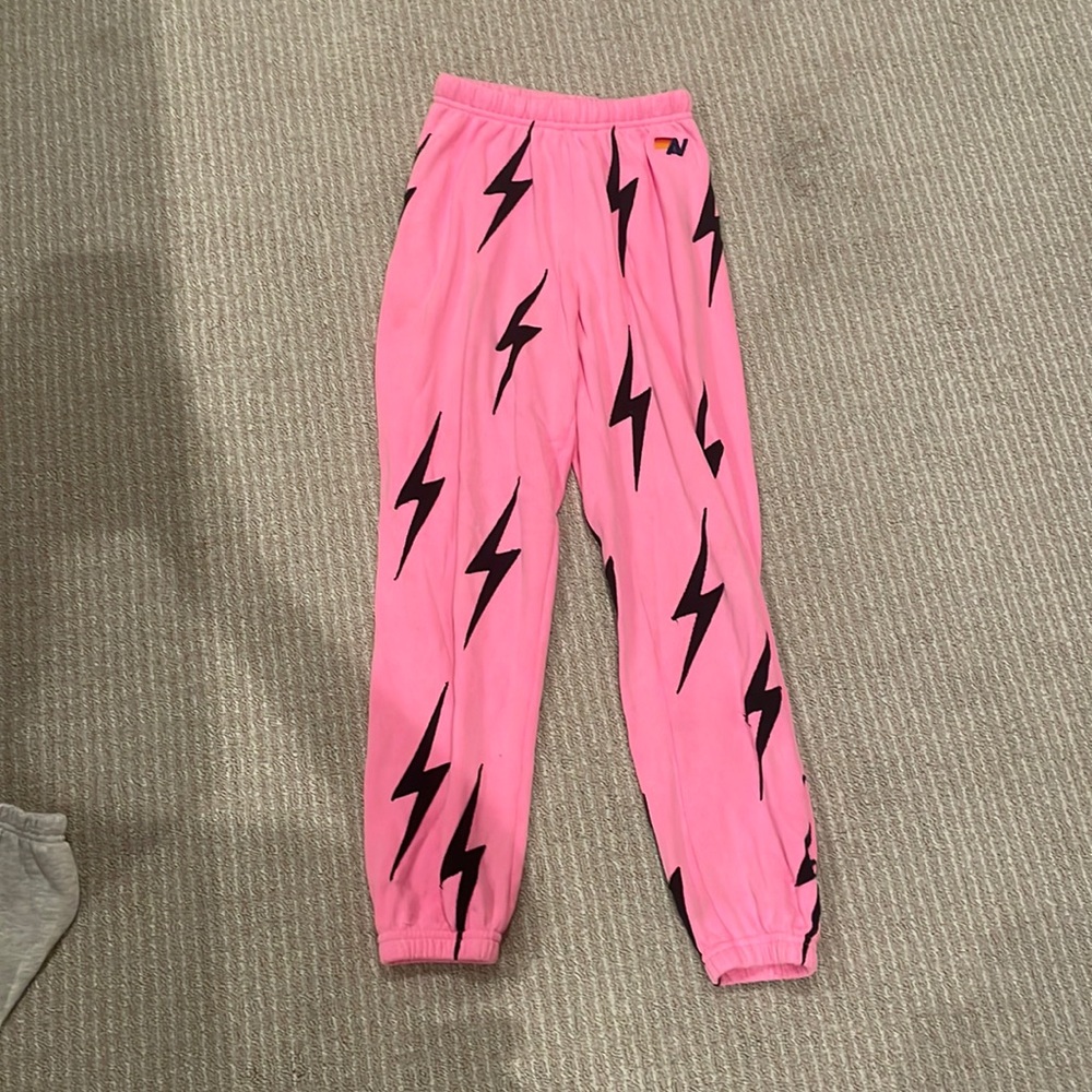 RARE AVIATOR NATION PINK LIGHTNING BOLT SWEATS🩷